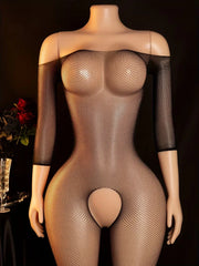Crotchless Teddy Bodysuits Ultra Lingerie Transparent Fishnet Underwear Erotic Apparel Bodystockings Babydoll Dress