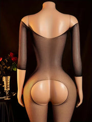 Crotchless Teddy Bodysuits Ultra Lingerie Transparent Fishnet Underwear Erotic Apparel Bodystockings Babydoll Dress