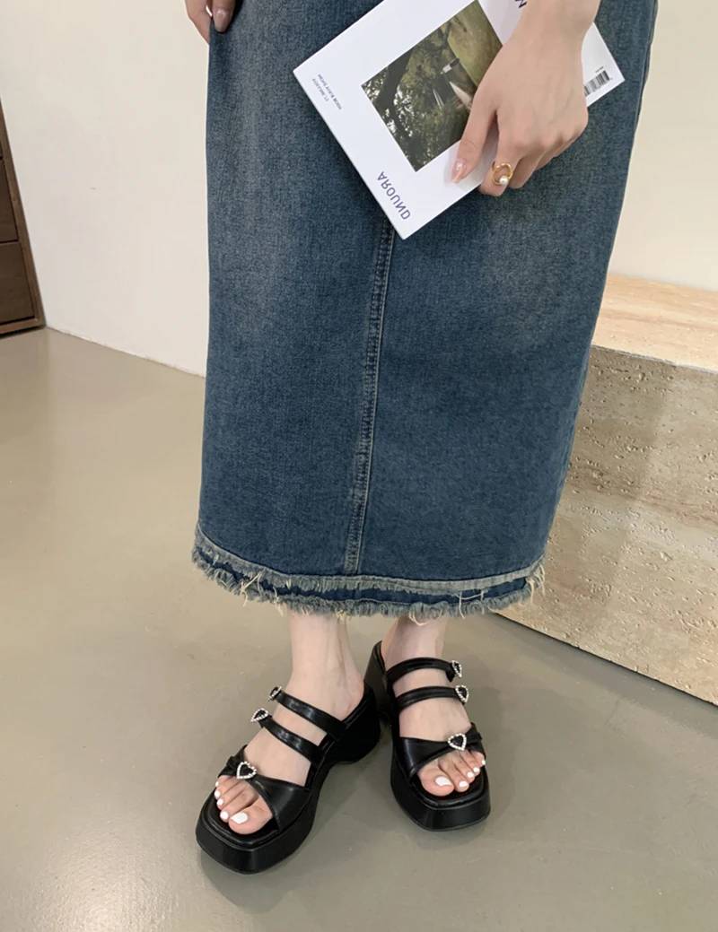 Crystal Decoration Street Style Platform High Heel Sandals