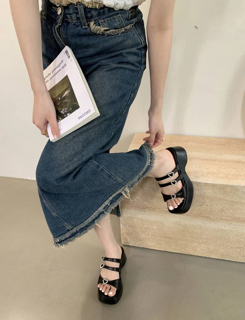 Crystal Decoration Street Style Platform High Heel Sandals