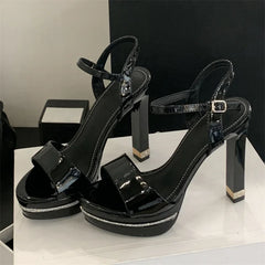 Crystal Diamonds Open Toe Buckle Strap Design Platform High Heels Sandals