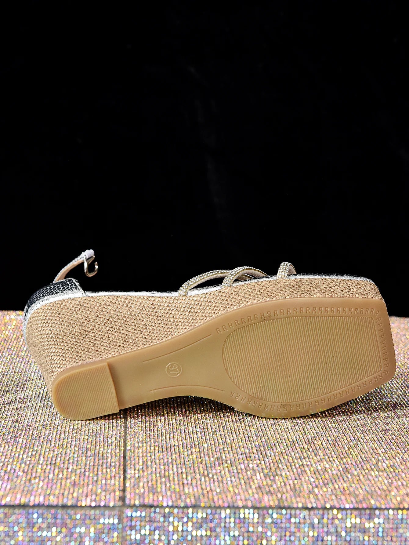 Crystal Peep Toe Buckle Strap Platform Wedge Super High Heel Sandals