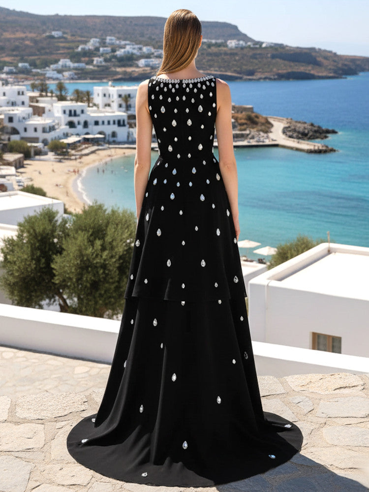 Crystal A Line Maxi Dress Black