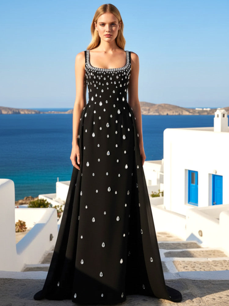 Crystal A Line Maxi Dress Black