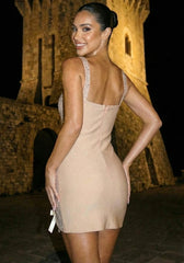 Crystal Bow Detail Dress Nude