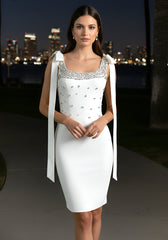 Crystal Bow Detail Dress White