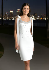 Crystal Bow Detail Dress White