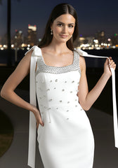 Crystal Bow Detail Dress White