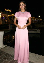 Crystal Collar A Line Maxi Dress Pink