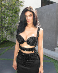 Crystal Cut Out Bustier Maxi Dress Black