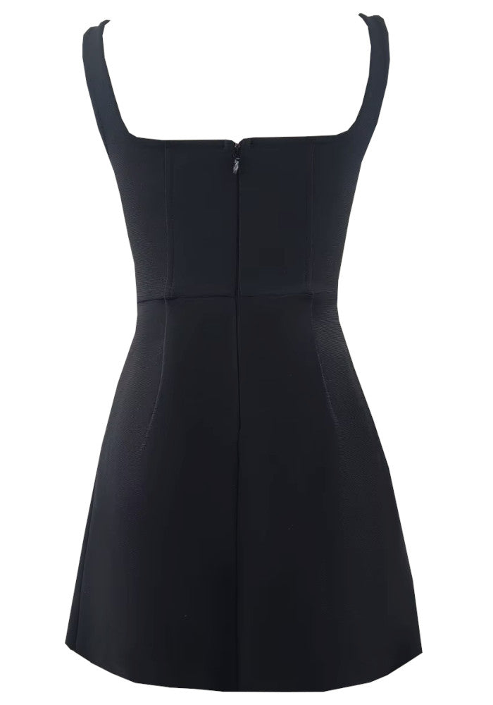 Crystal Detail A Line Dress Black