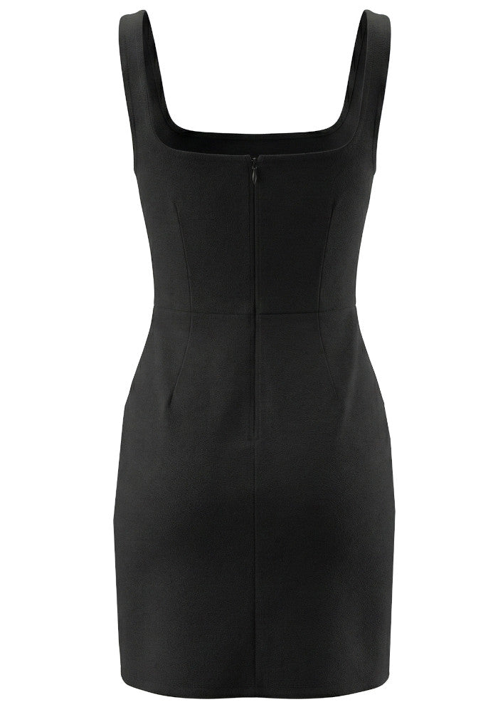 Crystal Neckline Dress Black