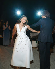 Crystal Embellished A Line Midi Dress White