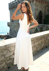 Crystal Embellished A Line Midi Dress White