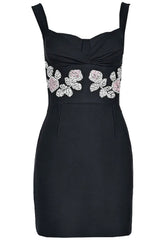 Floral Crystal Dress Black