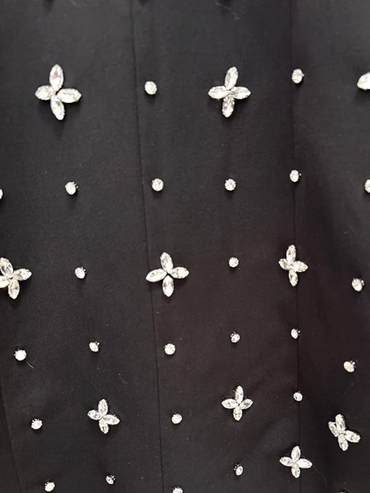 Long Sleeve Crystal Blazer Dress Black