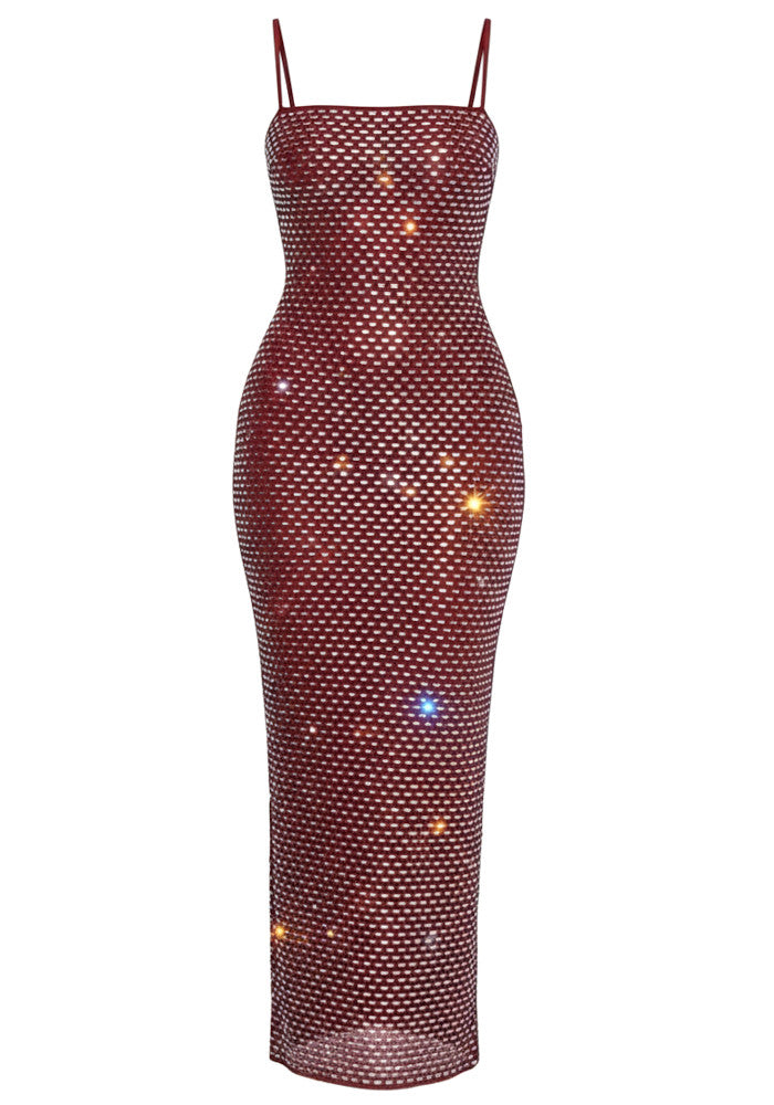 Embellished Maxi Dress Burgundy