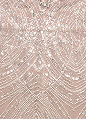 Crystal Pearl Sequin Maxi Dress Nude
