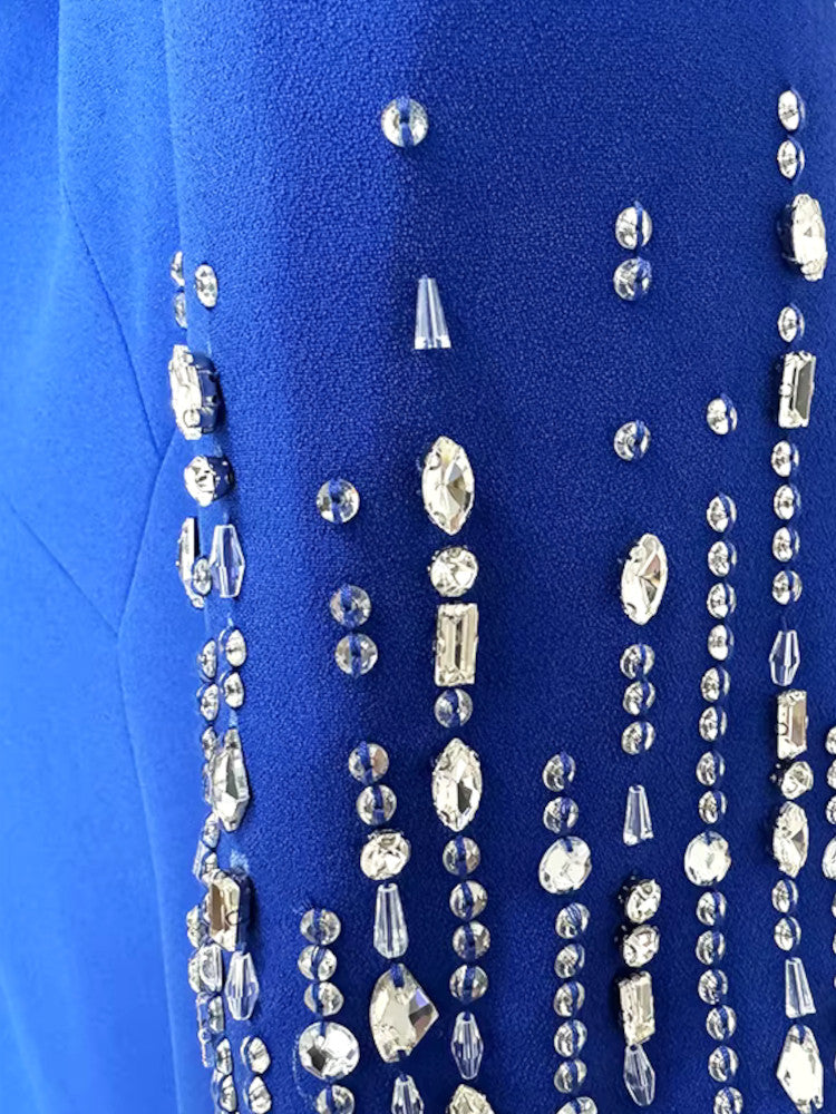 Crystal Short Sleeve Dress Blue