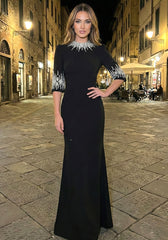 Crystal Short Sleeve Maxi Dress Black