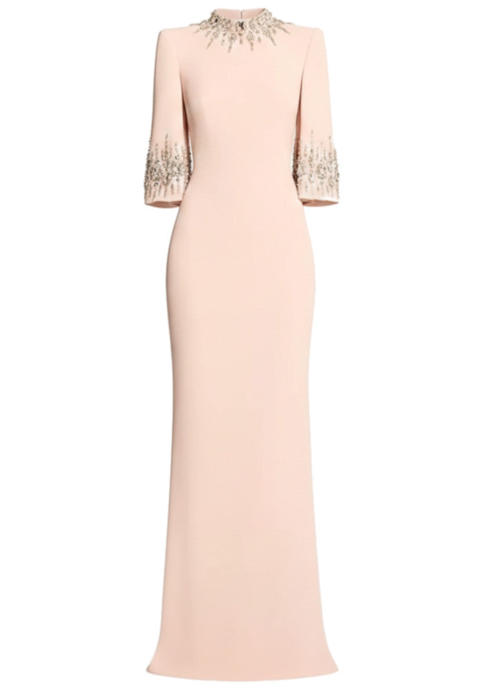 Crystal Short Sleeve Maxi Dress Blush Pink