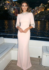 Crystal Short Sleeve Maxi Dress Blush Pink