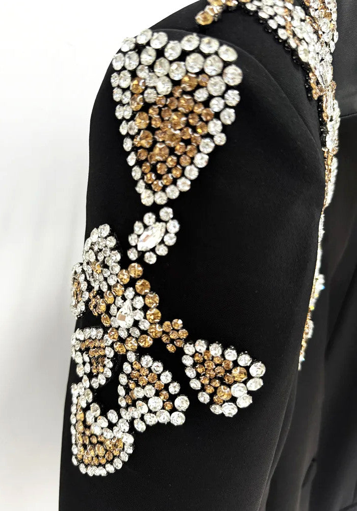Crystal Shoulders Suit Black