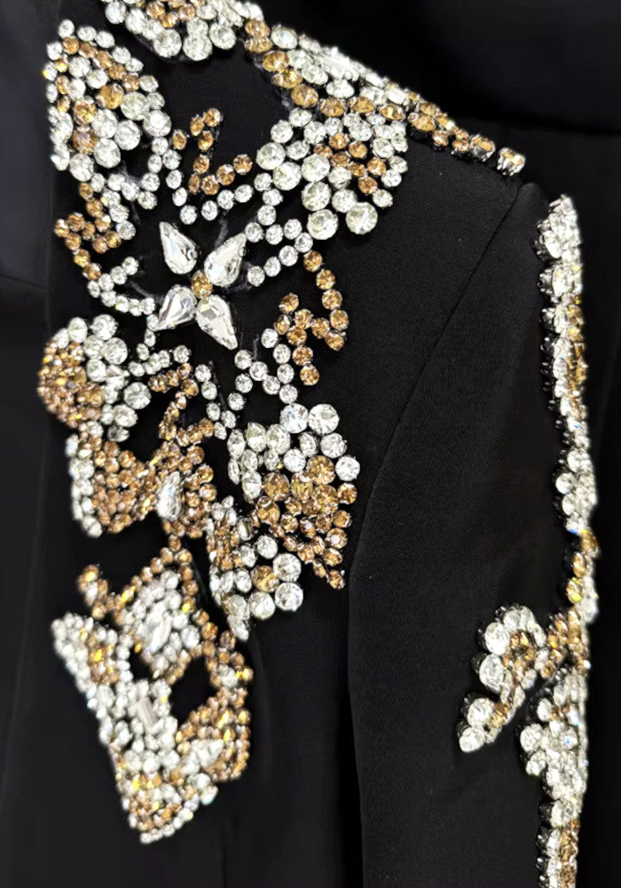 Crystal Shoulders Suit Black