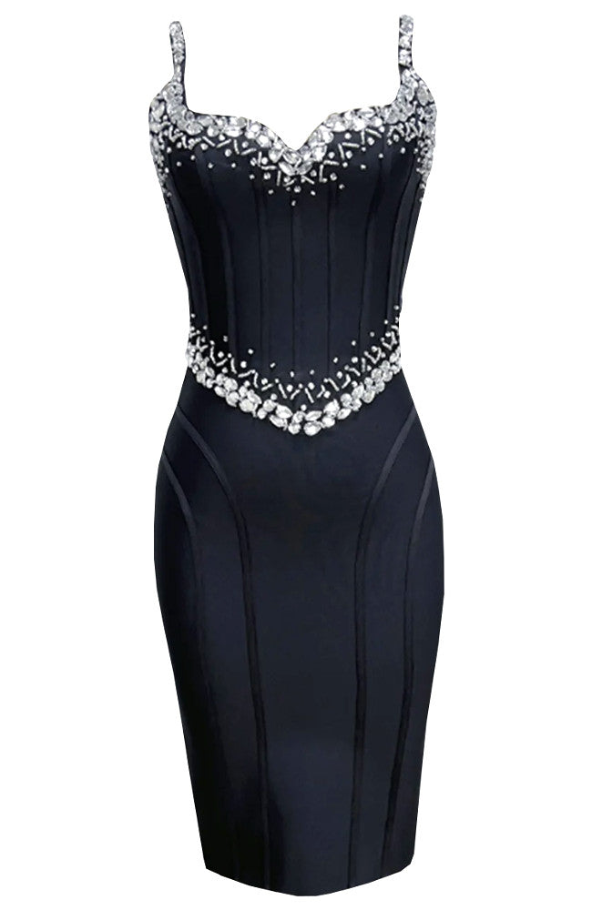 Crystal Structured Dress Black