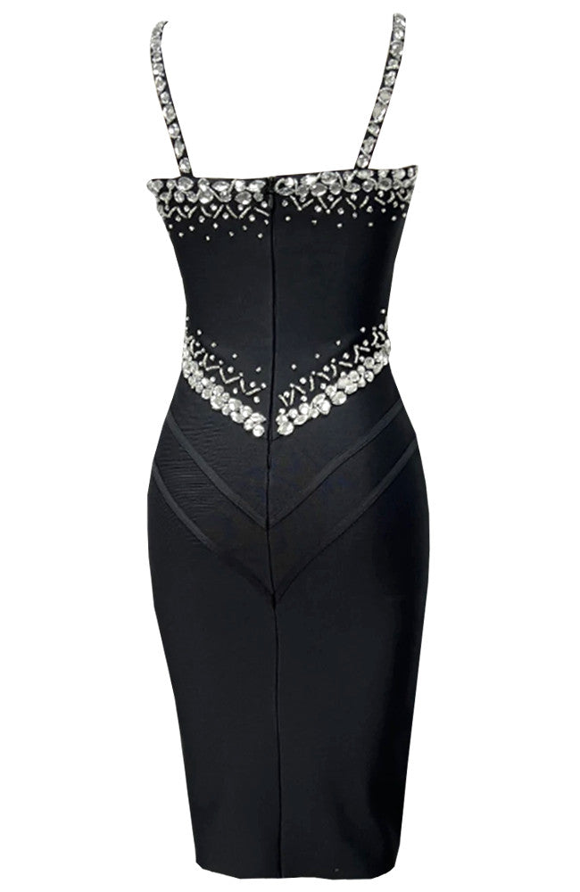 Crystal Structured Dress Black