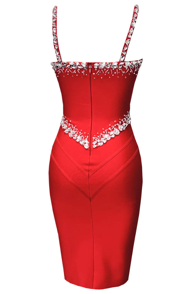 Crystal Structured Dress Red