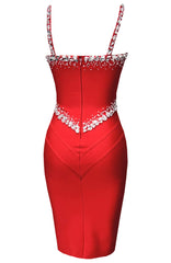 Crystal Structured Dress Red
