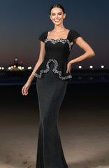 Crystal Two Piece Maxi Dress Black