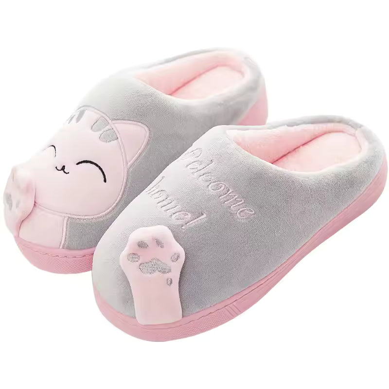 Cute Cartoon Non-Slip Bedroom Anti Slip Soft Warm Plush Indoor House Couple Slippers