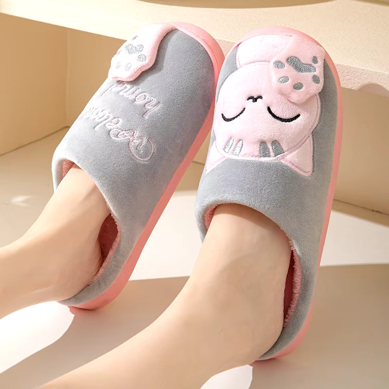 Cute Cartoon Non-Slip Bedroom Anti Slip Soft Warm Plush Indoor House Couple Slippers