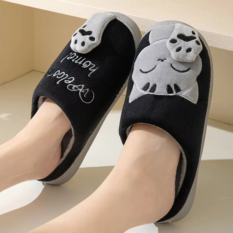 Cute Cartoon Non-Slip Bedroom Anti Slip Soft Warm Plush Indoor House Couple Slippers
