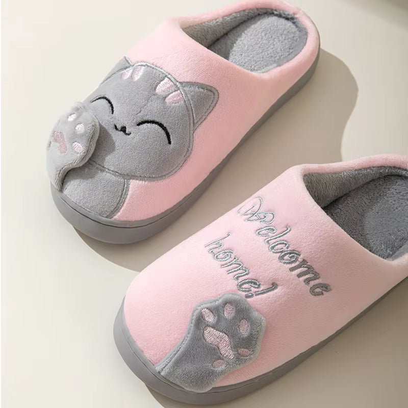 Cute Cartoon Non-Slip Bedroom Anti Slip Soft Warm Plush Indoor House Couple Slippers
