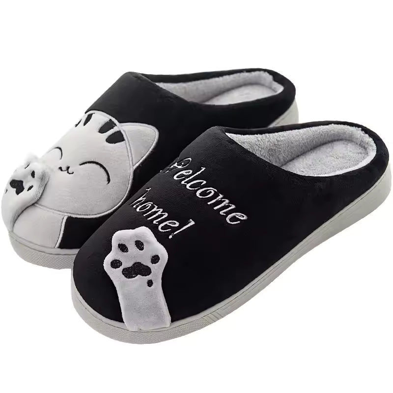 Cute Cartoon Non-Slip Bedroom Anti Slip Soft Warm Plush Indoor House Couple Slippers