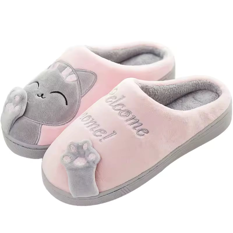 Cute Cartoon Non-Slip Bedroom Anti Slip Soft Warm Plush Indoor House Couple Slippers