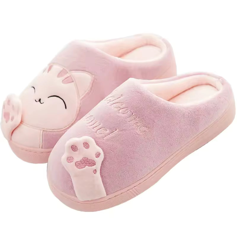 Cute Cartoon Non-Slip Bedroom Anti Slip Soft Warm Plush Indoor House Couple Slippers