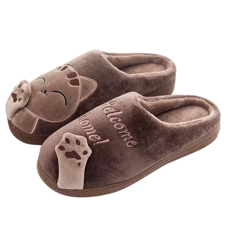 Cute Cartoon Non-Slip Bedroom Anti Slip Soft Warm Plush Indoor House Couple Slippers
