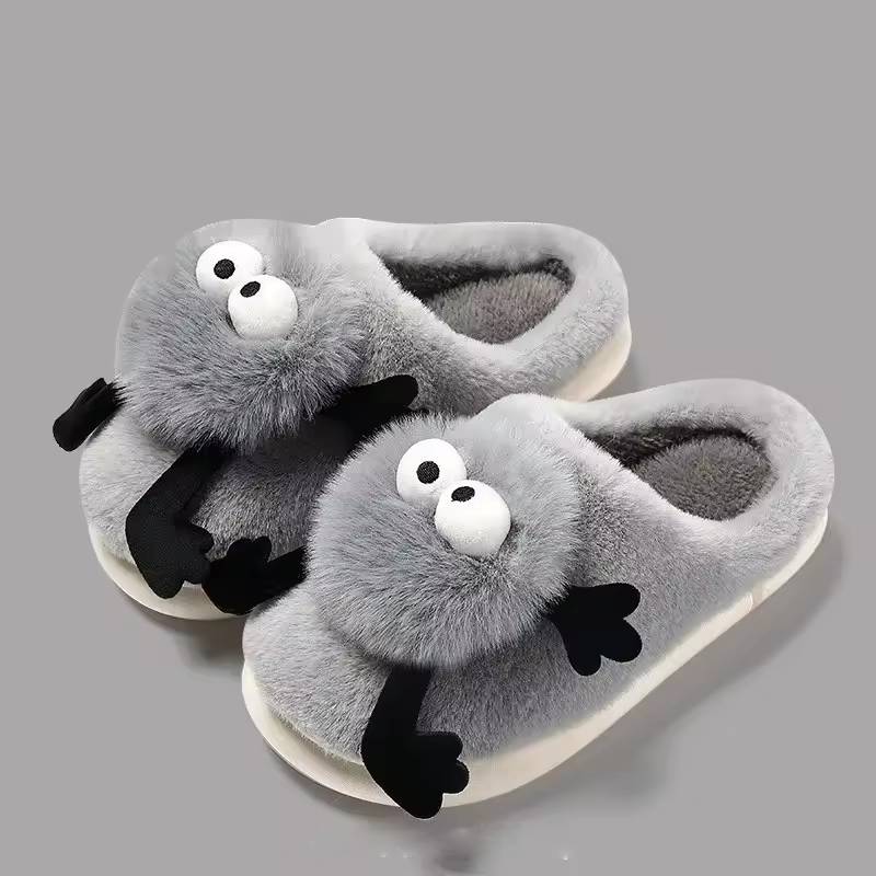 Cute Cartoon Soft Bottom Home Cotton Flip Flops Furry Slippers