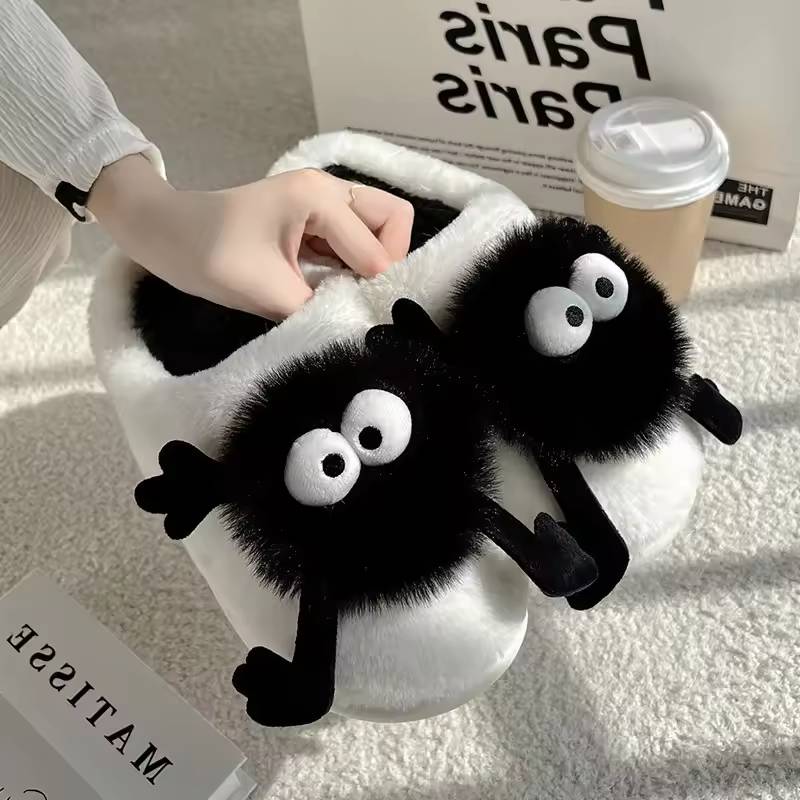 Cute Cartoon Soft Bottom Home Cotton Flip Flops Furry Slippers