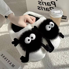 Cute Cartoon Soft Bottom Home Cotton Flip Flops Furry Slippers