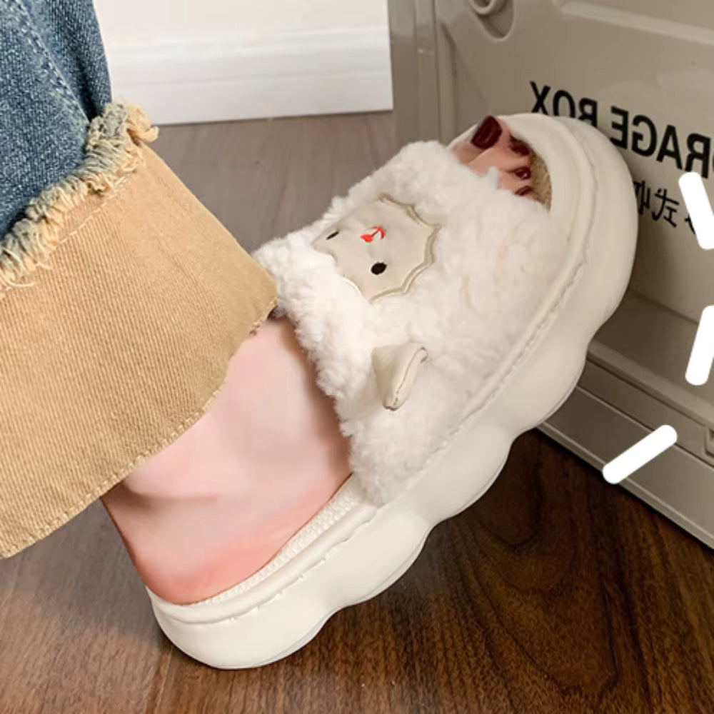 Casual Couple Style Pattern Design Non-slip Linen Cute Home Slippers