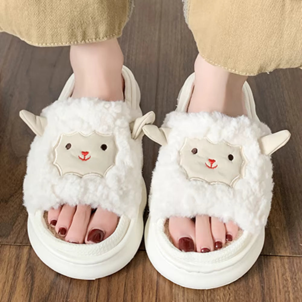 Casual Couple Style Pattern Design Non-slip Linen Cute Home Slippers