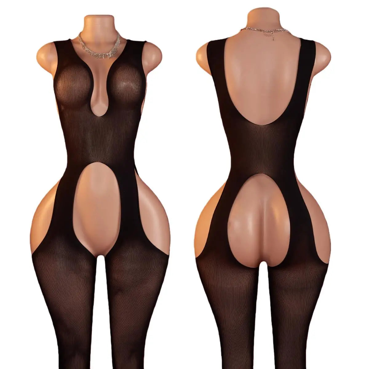 Deep V Crotchless Lingerie Lace Sexiest Babydoll Full Bodystocking Erotic Costumes Teddy Open Bra Porn Underwear