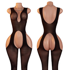 Deep V Crotchless Lingerie Lace Sexiest Babydoll Full Bodystocking Erotic Costumes Teddy Open Bra Porn Underwear