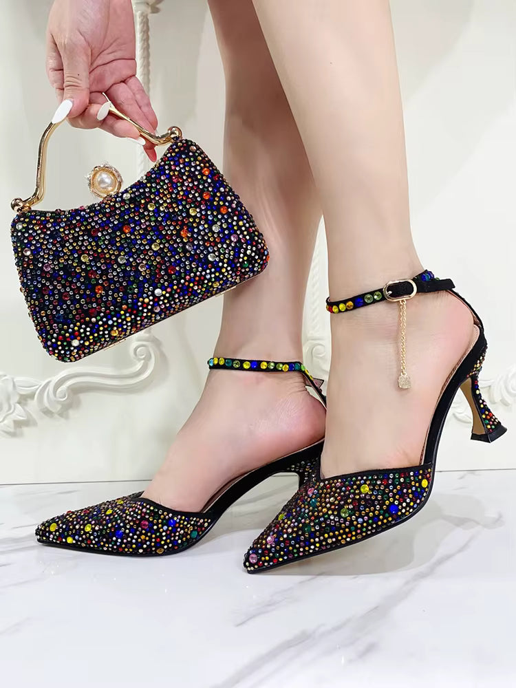 Design Fashion Style Shoes with Matching Bag Set