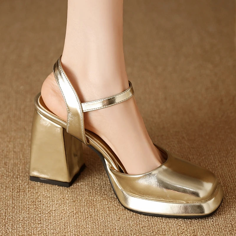Designer Ankle Strap Heels Close Toe Party High Heels Sandals